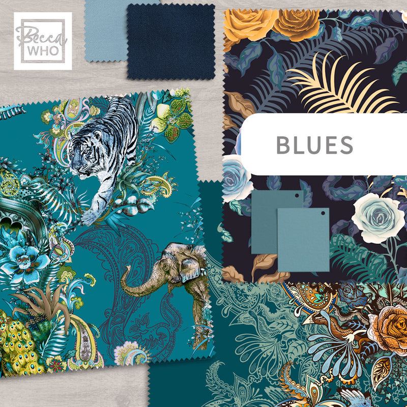 Blue Fabric for Interiors, Upholstery, Curtains, & Home Furnishings from Designer, Becca Who