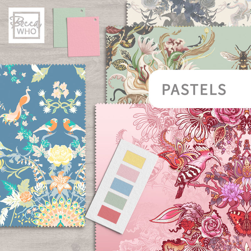 Pastel Fabrics for Interiors, Upholstery, Curtains & Soft Furnishings by Designer, Becca Who