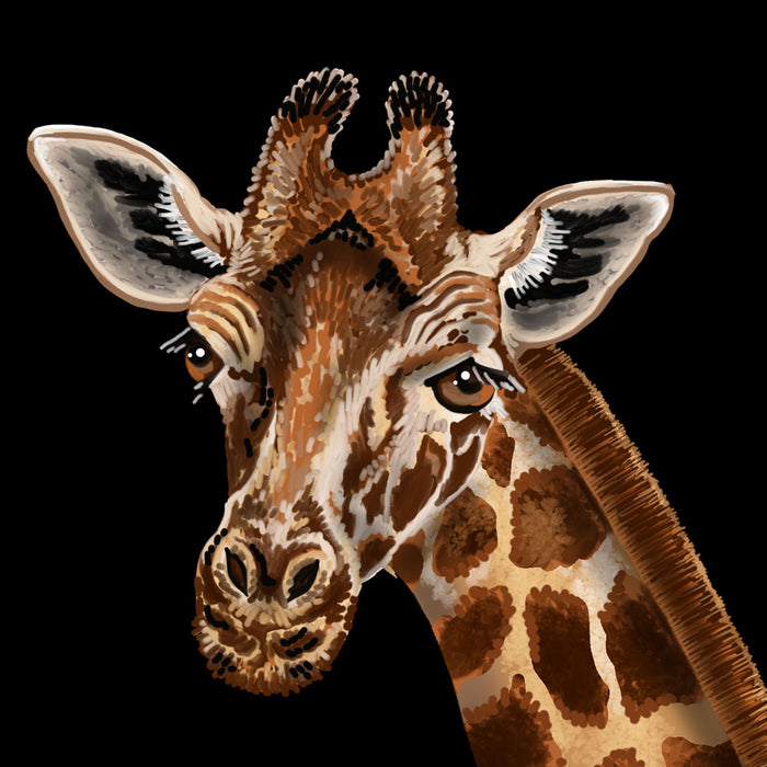 Giraffe Wild Blooms in Pinks & Black | Wall Art Print