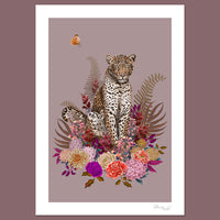 Leopard Floral Unframed Wall Art Print in Dusky Blush Pink by Designer, Becca Who
