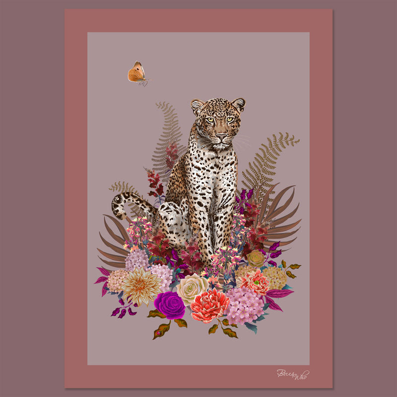 Leopard Wild Blooms in Dusky Pink | Wall Art Print
