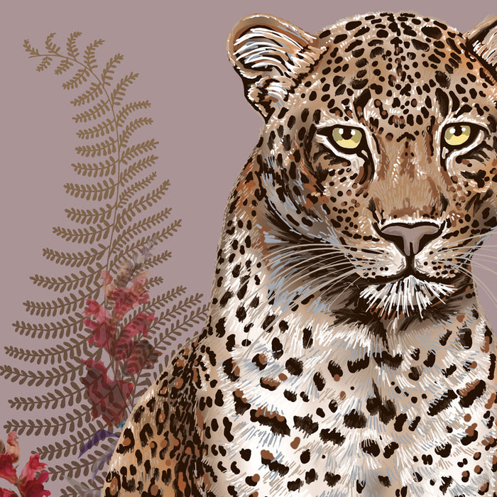 Leopard Artwork Details Wall Art Print in Dusky Pink by Designer, Becca Who