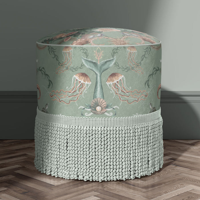 Pale Green Elegant Fabric for Coastal Interiors by Designer, Becca Who