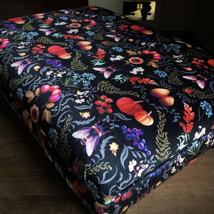 Bumble Bee Colourful Patterned Velvet Fabric for Upholstery by Designer Becca Who