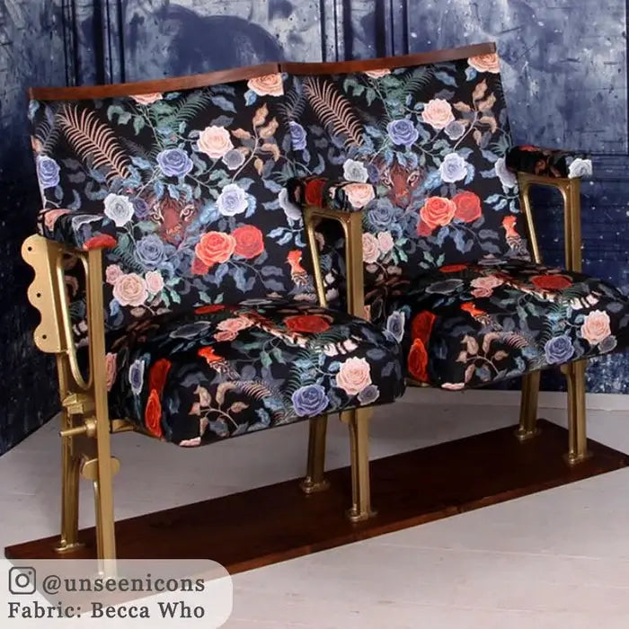 Bold, Dark Floral Upholstery fabric with Roses and Tigers by Designer, Becca Who