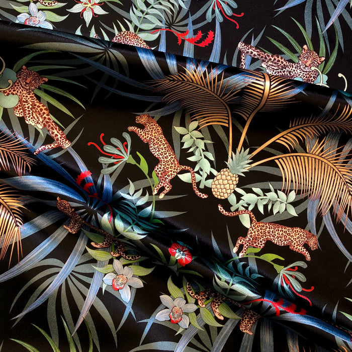 Statement Leopards Velvet Fabric in Black & Gold for Dramatic Soft Furnishings & Upholstery by Designer Becca Who
