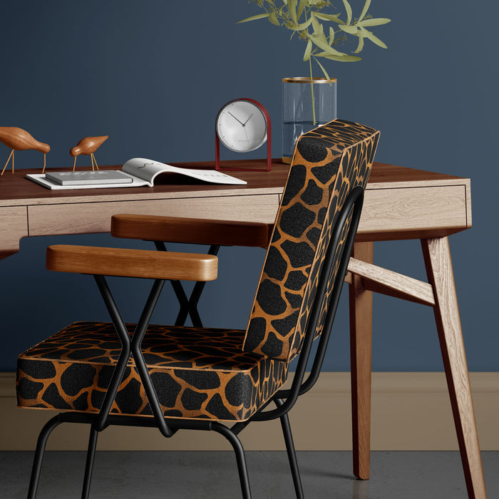 Gold & Black Giraffe Print Velvet Upholstery Fabric by Designer Becca Who
