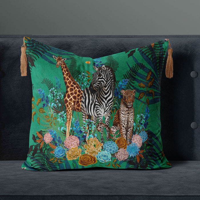 Green Animals Print Furnishing Fabric Designer Becca Who