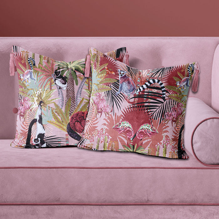 Pink Patterned Velvet Fabric for Soft Furnishing and Upholstery by Becca Who