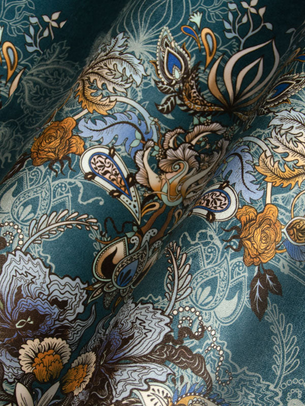 Teal Blue Decorative Velvet Furnishing Fabric Designer Becca Who