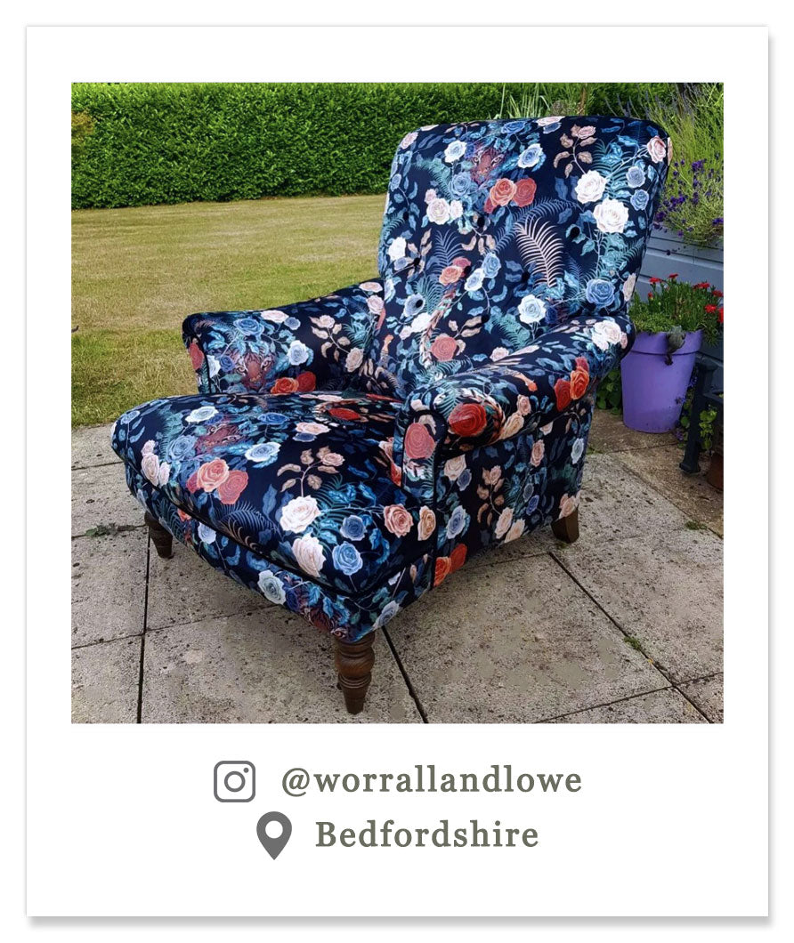 Upholstery Velvet Fabric Dark Floral by Designer Becca Who