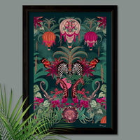 Colourful Wall Art Print African Animals in Green by Designer, Becca Who