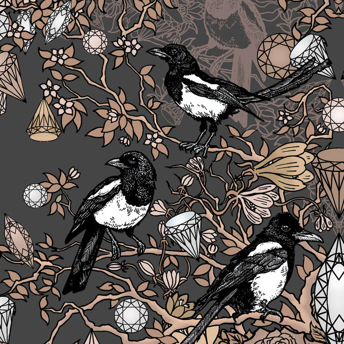 Magpie Love in Charcoal | Art Print