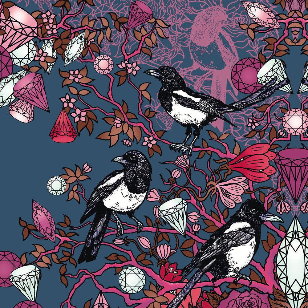 Magpie Love in Violet  Art Print – Becca Who