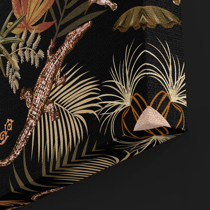 Becca Who Wall Art Canvas Details Crocodiles Gold and Black