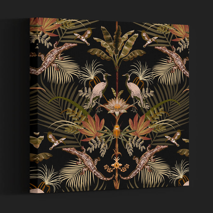 Becca Who Wall Art Canvas Crocodiles Gold and Black