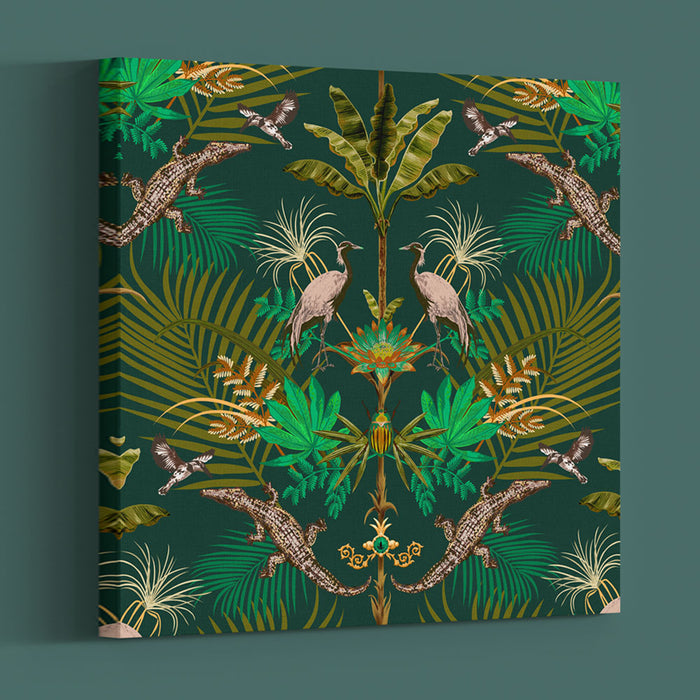 Becca Who Wall Art Canvas Print Crocodiles in Green