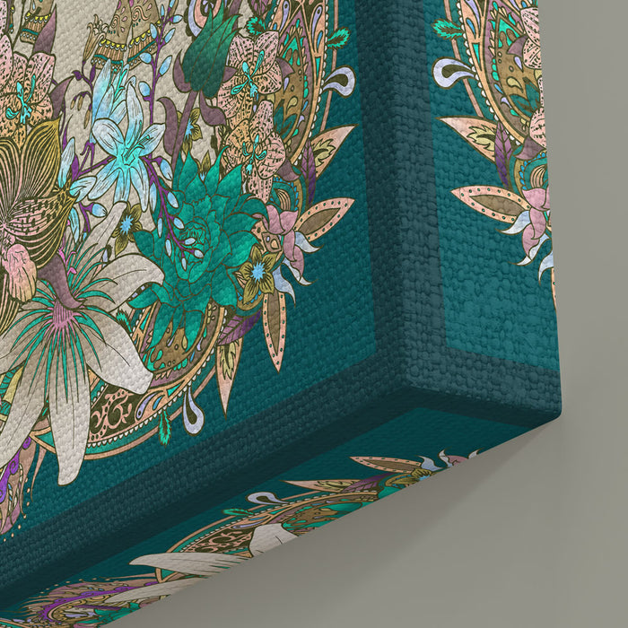 Becca Who Canvas Wall Art Print Paisley details in Green