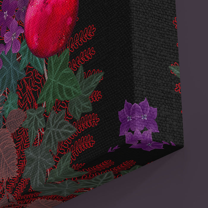 Becca Who Canvas Wall Art Print Details Snakes and Floral in Purple and Black