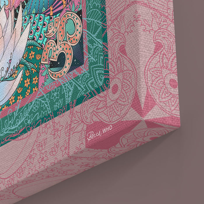 Becca Who Canvas Wall Art Print details on Pink