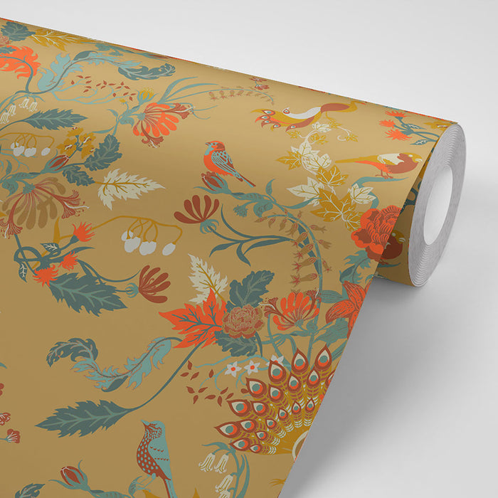 Aviana Wallpaper in Yellow Mustard Honey by Becca Who