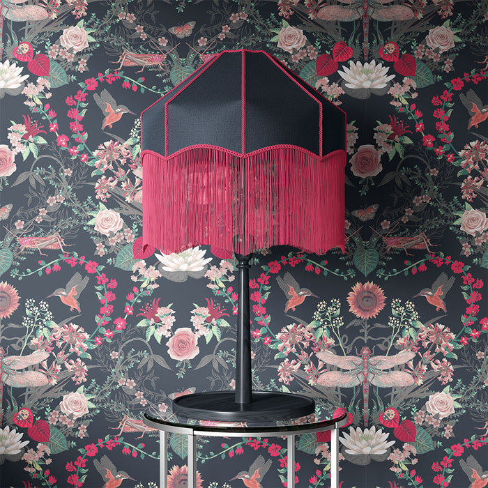 Garden Treasures Floral Patterned Wallpaper in Starlight Blue by Becca Who
