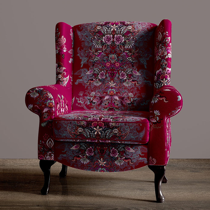 Eden in Berries Pink & Claret | Decorative Velvet Fabric