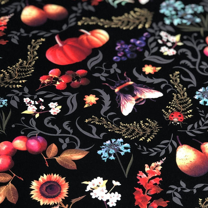 Becca Who Velvet Fabric Design Bee Dance in Black