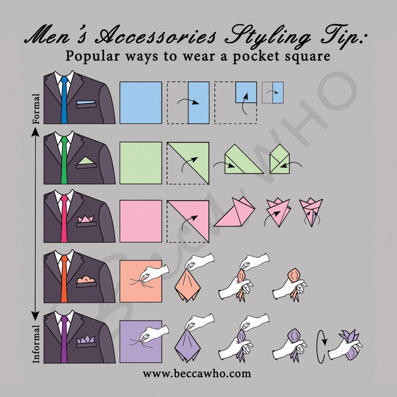 Becca Who Silk Pocket Square Ways to wear guide