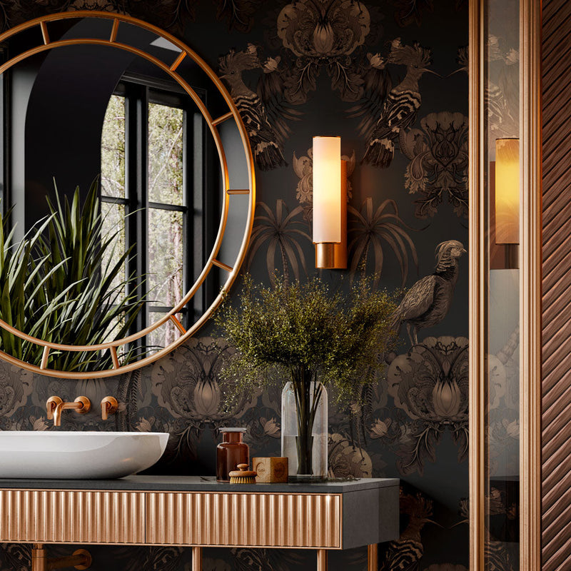 Dark Wallpaper with Bold Pattern by Designer Becca Who