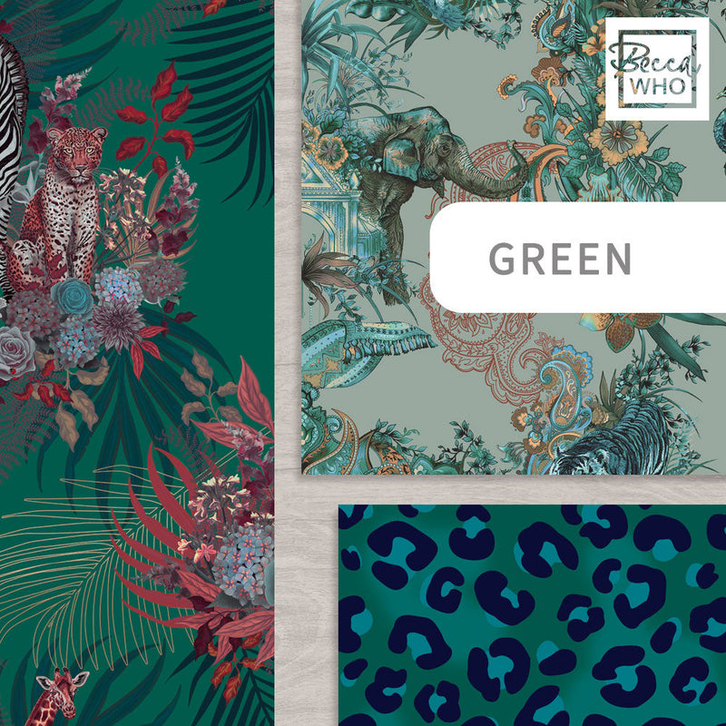 Green Wallpapers by British Wallpaper Designer Becca Who for Statement Home Decor