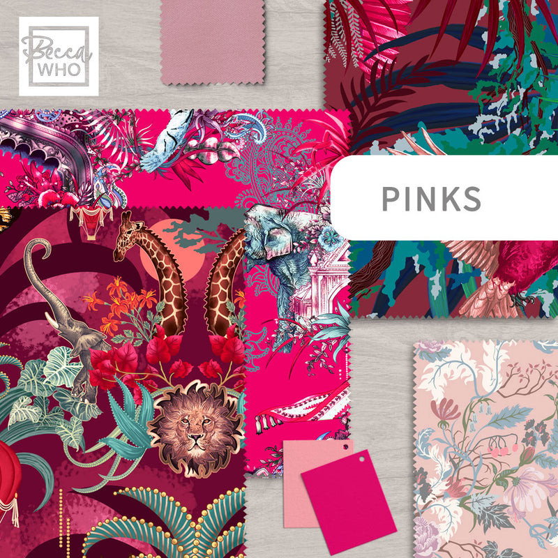 Pink Fabrics for Interiors, Upholstery, Curtains & Soft Furnishings by Designer, Becca Who