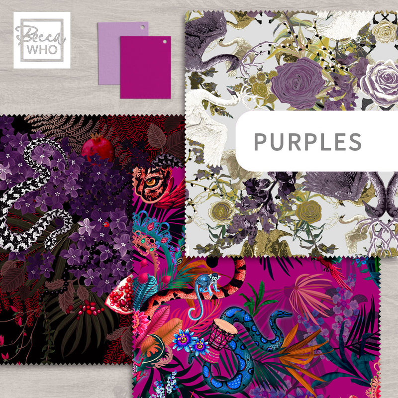 Purple Fabrics for Interiors, Upholstery, Curtains & Soft Furnishings by Designer, Becca Who