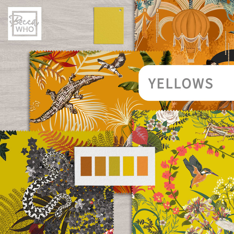 Yellow Fabric for Interiors, Upholstery & Soft Furnishings by Designer, Becca Who