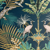 Bold Patterned Feature Wallpaper in Dark Blue by Designer Becca Who