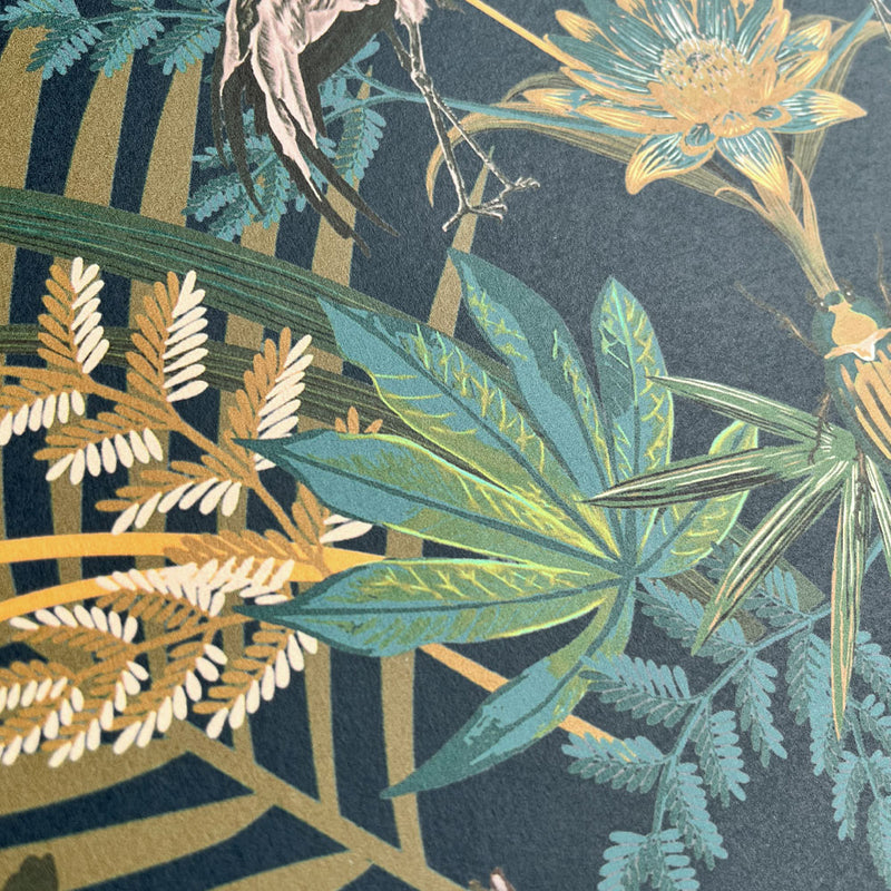 Bold Luxury Wallpaper in Blue by Designer Becca Who