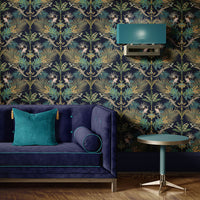 Statement Feature Wallpaper in Dark Blue by Designer Becca Who