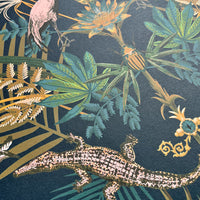 Crocodilia in Moonlit Blue | Bold Patterned Wallpaper