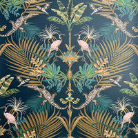 Crocodilia in Moonlit Blue | Bold Patterned Wallpaper