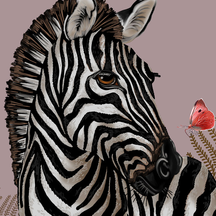 Painterly Zebra Wall Art with Flowers in Pinks by Designer, Becca Who