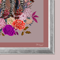 Zebra Wild Blooms in Dusky Pink | Wall Art Print