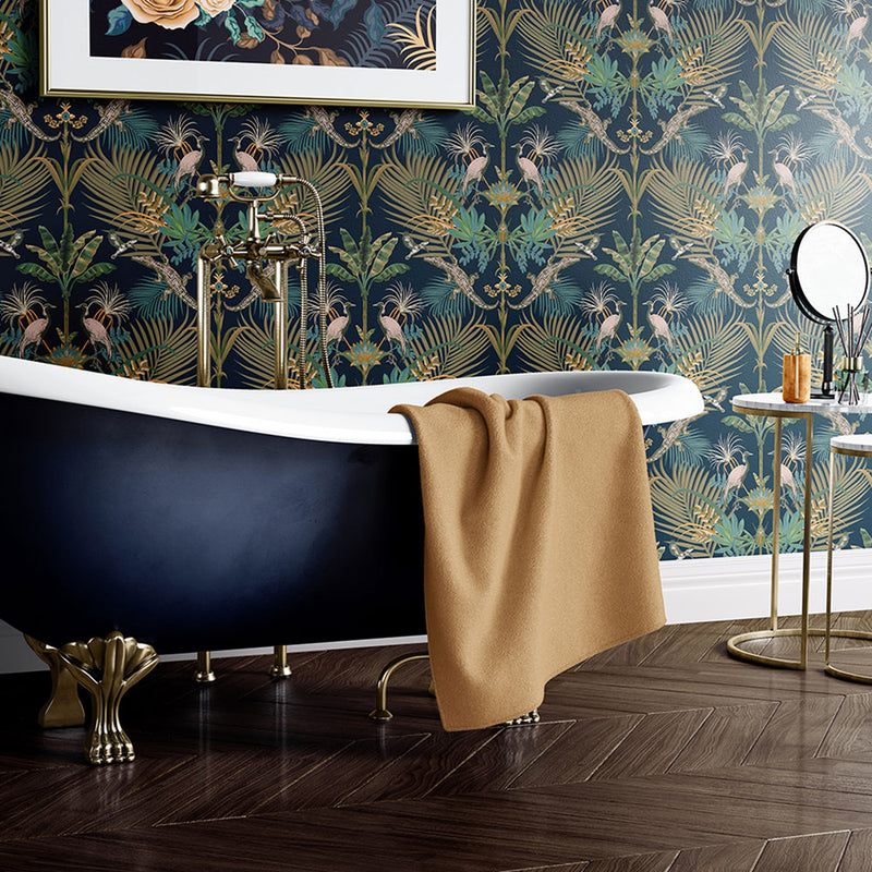 Bold Crocodiles Wallpaper in Blue & Green by Designer Becca Who