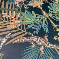 Bold Patterned Crocodiles Wallpaper in Blue & Green by Designer Becca Who