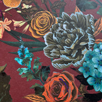 Vintage Style Burgundy Heavy Floral Wallpaper by Designer, Becca Who