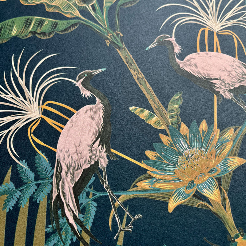 Crocodilia in Moonlit Blue | Bold Patterned Wallpaper