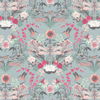 Pale Blue and Pink Dragonfly Statement Wallpaper by British Designer, Becca Who