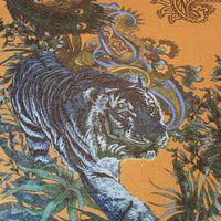 Amber Yellow Gold Teal Wallpaper with Indian Wildlife and Pattern