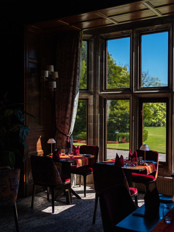 Becca Who Magic Of India Velvet Fabric in Luxury Hotel Restaurant at Armathwaite Hall  