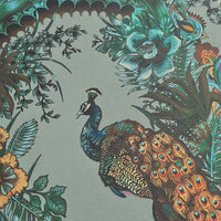 Designer Wallpaper in Jade Green with Indian Pattern by Designer, Becca Who