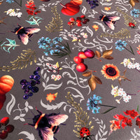 Bee Patterned Colourful Taupe Fabric for Curtains by Designer, Becca Who